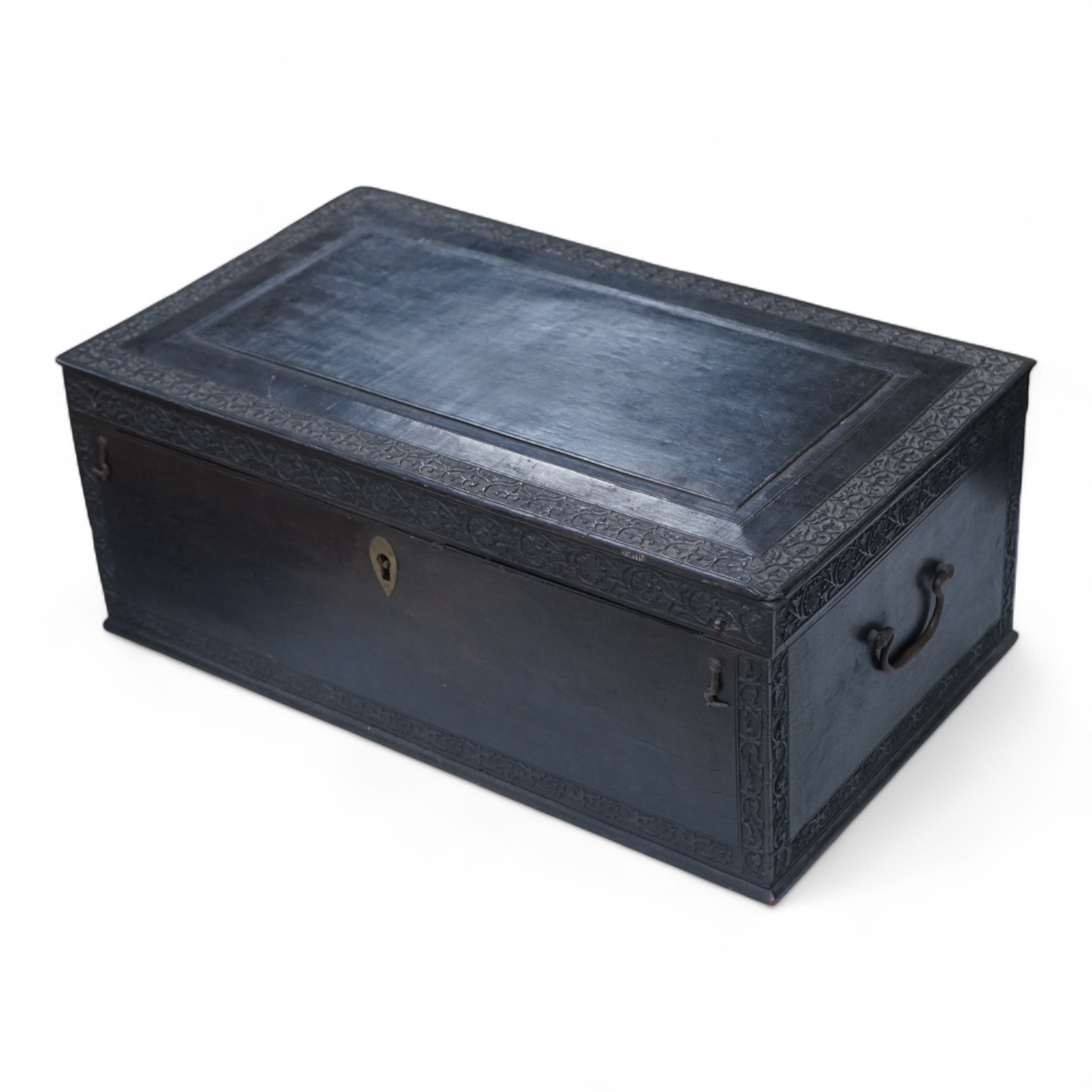 A 19th-century Indian hardwood and ivory inlaid box, 43cm wide x 25cm deep x 17cm high CITES Submission reference, RKMVPR3B